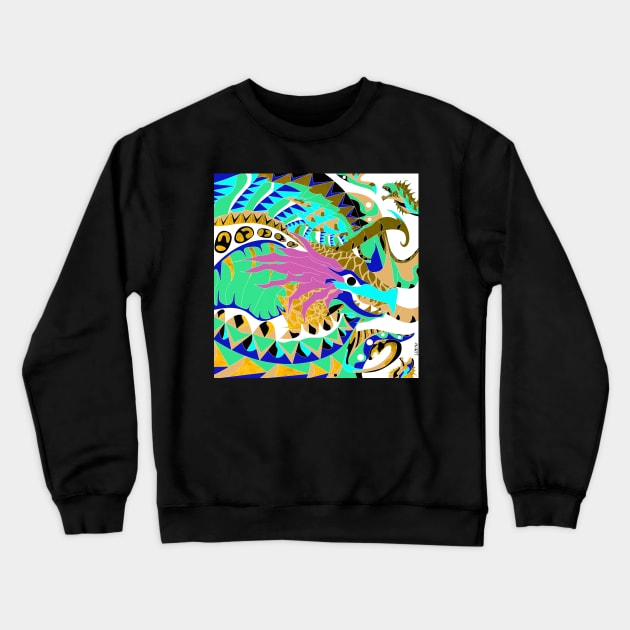 kaiju kraken zentangle in ecopop pattern Crewneck Sweatshirt by jorge_lebeau